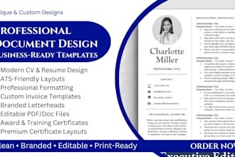 design a modern CV, resume, invoice, letterhead, and professional certificate