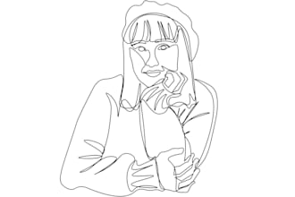 do minimalist custom vector art feminine illustration hand drawn line art