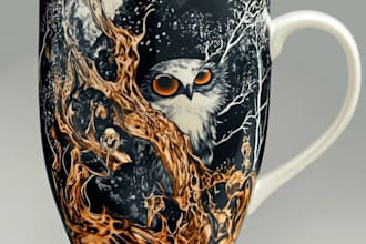 create a custom coffee mug design or coffee cup design