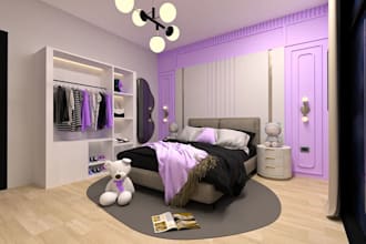 relayout master bedroom, minimalist interior design, kids room render, 2d layout