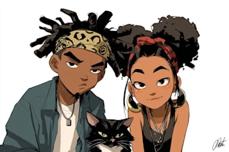 draw you, your friends or pets in the iconic boondocks cartoon style