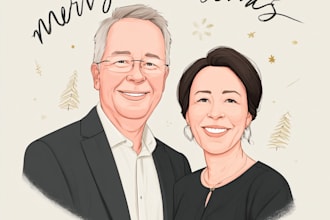 make custom christmas cartoon portrait for couples