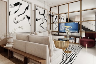 retrofit interior apartment,living room,modern staircase design, exterior render