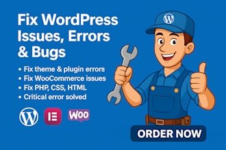 fix wordpress bugs, errors, elementor and woocommerce