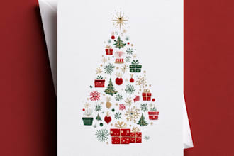 create a beautiful illustrated christmas card