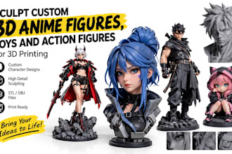 sculpt custom 3d anime figures, toys and action figures for 3d printing