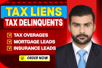 do tax liens, tax delinquent leads, tax overages, mortgage, and insurance leads