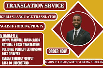 translate your book from english to yoruba and nigerian pidgin