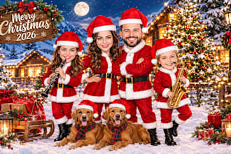 draw a custom christmas cards caricature for the holidays gift