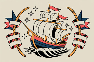 create awesome old school tattoo style design
