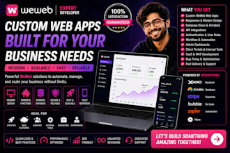 build custom weweb web app saas platform client portal and business dashboard