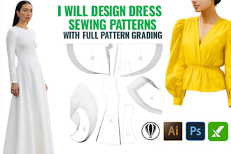 design dress sewing patterns with full pattern grading