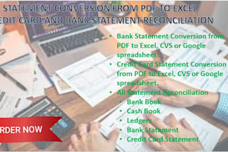 do monthly bank reconciliation or convert to excel or google