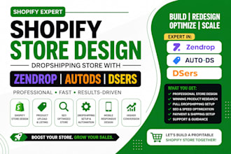 create shopify dropshipping store with zendrop autods, dsers and SEO