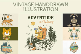vintage handdrawn illustration for your apparel brand