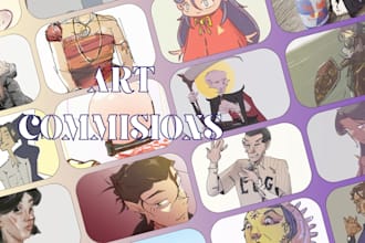 draw stylized character illustration, portraits, merch, and more