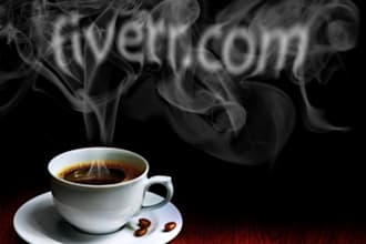 write a short message in the smoke coming from cup of coffee