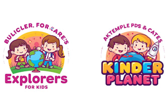 create an adorable child logo for daycare, preschool, or toy shops