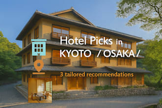 suggest the best hotels in kyoto, osaka and kobe