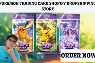design a pokemon shopify trading card pokémon website dropshipping store