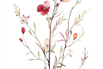 draw botanical illustration of flower, plant