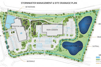 permit drawing for stormwater management, site plan, drainage plan with pe stamp