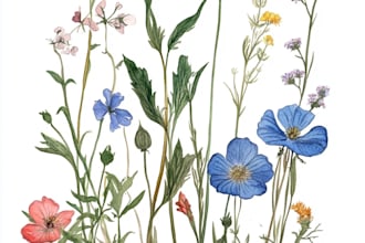 draw vector botanical illustrations of plants, fruits