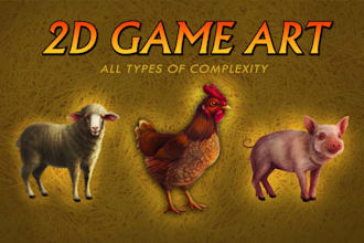 create wonderful 2d game assets, props, items, objects