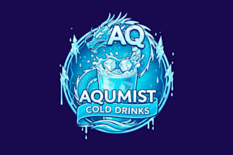 do cold drinks water dragon mascot logo design with unlimited review