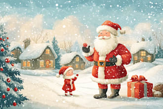 draw christmas couple family or pet portrait