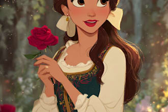 design cute disney cartoon portrait