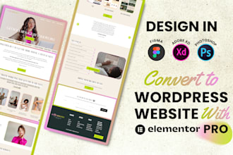 design figma, adobe xd, PSD and build website on wordpress elementor