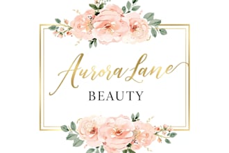 a contemporary hand drawn logo featuring flowers, flowers, and plants