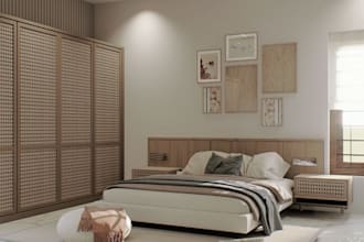 restyle 3dminimalist interior,cgi bedroom decor,wall panel design,dinning layout