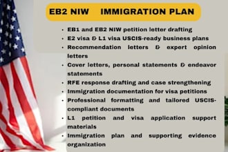 write eb1, eb2 niw petition letter expert uscis business plans for e2 l1 visa