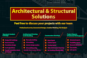architectural floor plan and structural design, autocad 2d, 3d