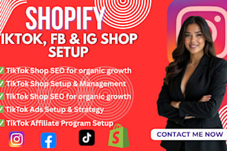 set up tiktok shop instagram fb shop ads shopify marketing dropshipping website