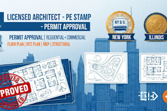 review, stamp architectural drawing for new york, illinois, city permit approval