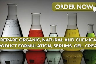 prepare organic, natural and chemical product formulation, serums, gel, cream