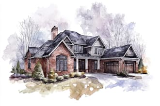 create a painted watercolor house portrait of your home