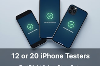 provide 12 to 20 tester for iphone ios app testing closed beta on testflight