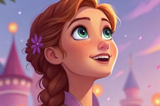 illustrate disney character logo and friendship portrait