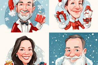 make family christmas caricatures, family holiday caricature