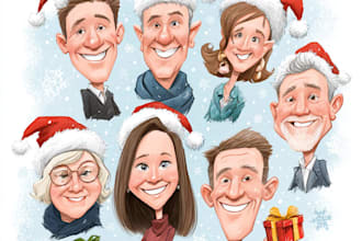 make a christmas caricature, a winter holiday caricature