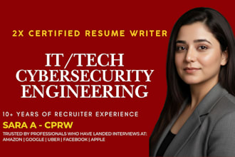 write professional resume for cybersecurity, data science, IT, tech sales