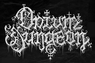 design a handdrawn black metal logo with dark symbolism