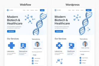 design biotech medical healthcare supplements landing page webflow wix website