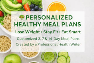 create healthy personalized meal plans for weight loss or fitness