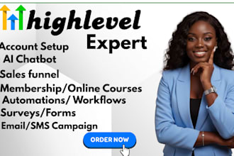 setup gohighlevel sales funnel,chatbot, automation, membership setup website