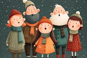 draw a cute christmas themed cartoon character